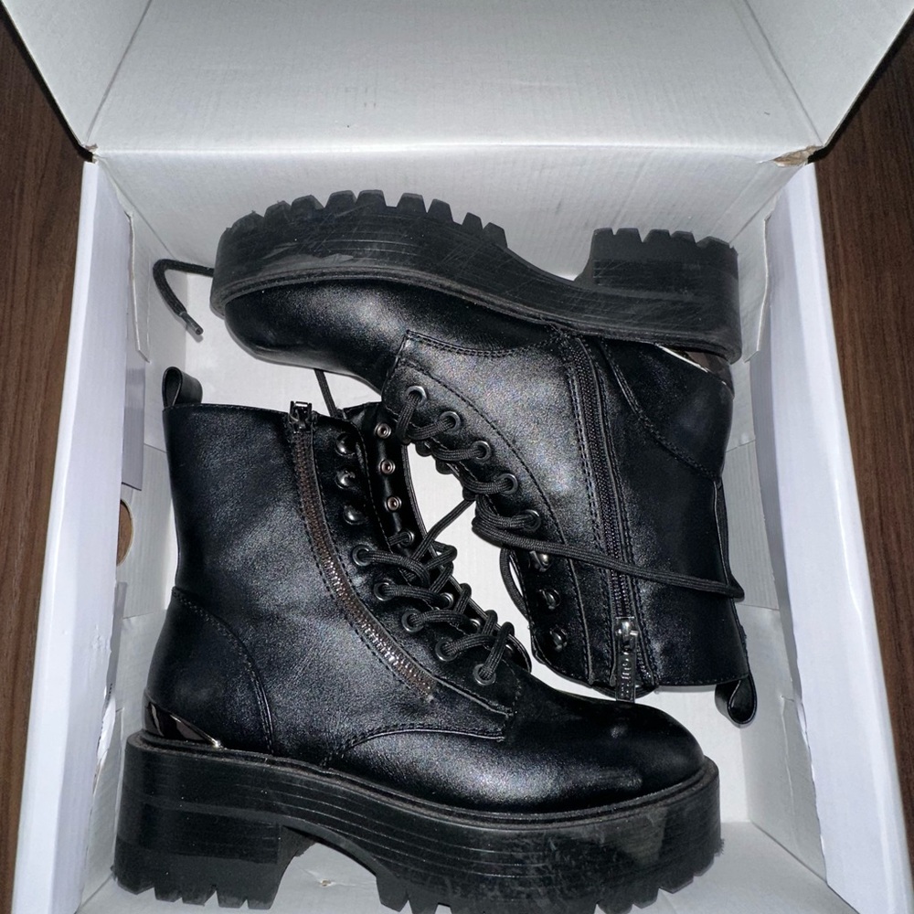 Guess Black Lace Up Boots